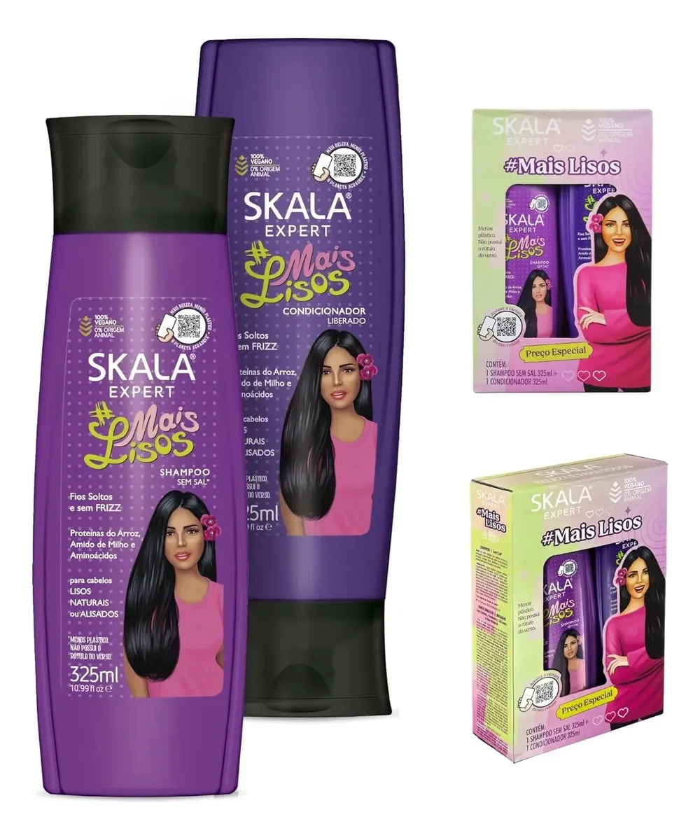 Kit Shampoo + Acondicionador Mais Lisos Skala 325ml