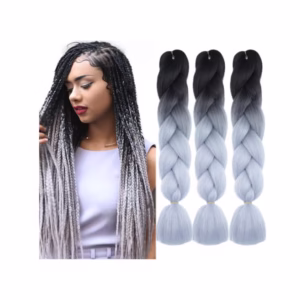 Kanekalon Para Trenzas Color Negro Con Gris