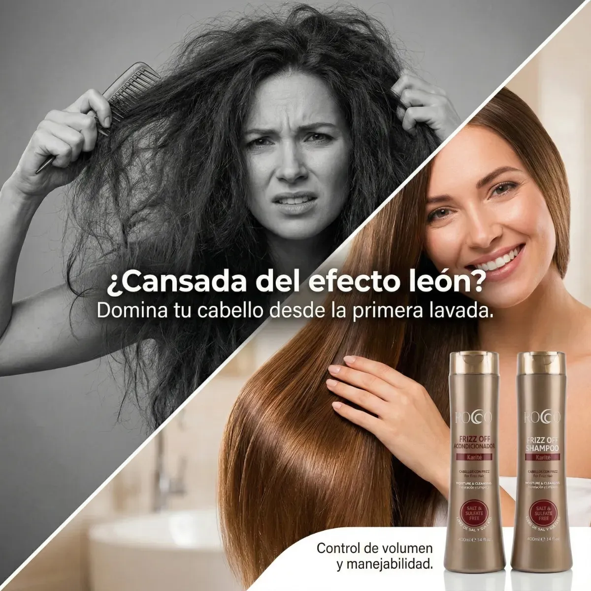 Pack Shampoo + Acondicionador Anti Frizz Rocco Sin Sal 400 Ml - Imagen 2