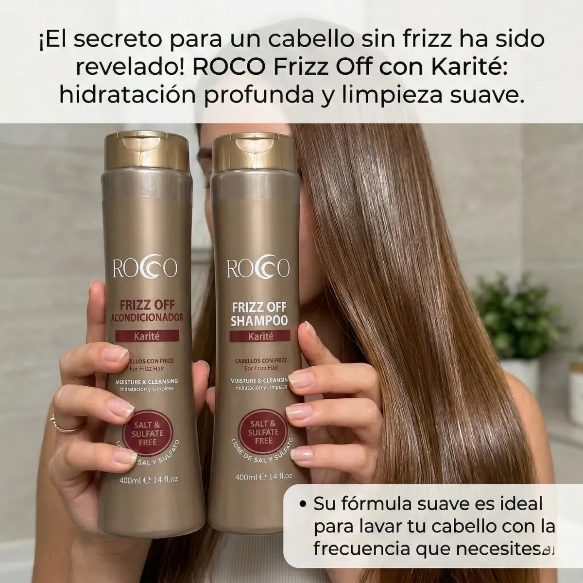Pack Shampoo + Acondicionador Anti Frizz Rocco Sin Sal 400 Ml - Imagen 5