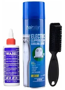 Kit Aceite Wahl + Clippers Clean Hairstar + Cepillo Barber Fade