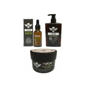 Kit de Barberia Shampoo Aceite y Gel de Afeitar MaxCare para el cuidado de la Barba
