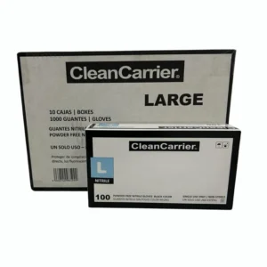 Guantes de Nitrilo Negro Sin Polvo Clean Carrier 100Unds Talla L