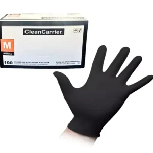 Guantes de Nitrilo Negro Sin Polvo Clean Carrier 100Unds Talla M