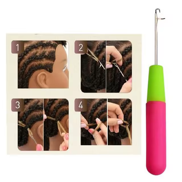Aguja de ganchillo para micro trenzas /Extensiones de cabello /Agujas de tejer multiusos - Imagen 4