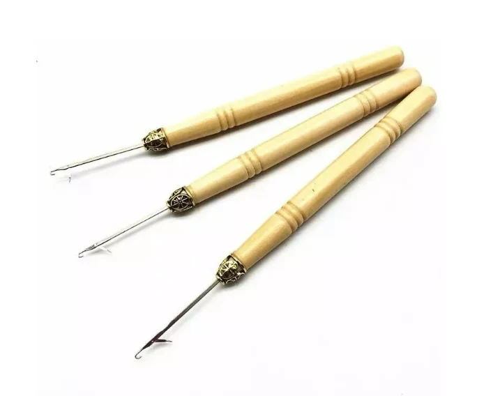 Aguja /Ganchillo Crochet de madera para extensiones