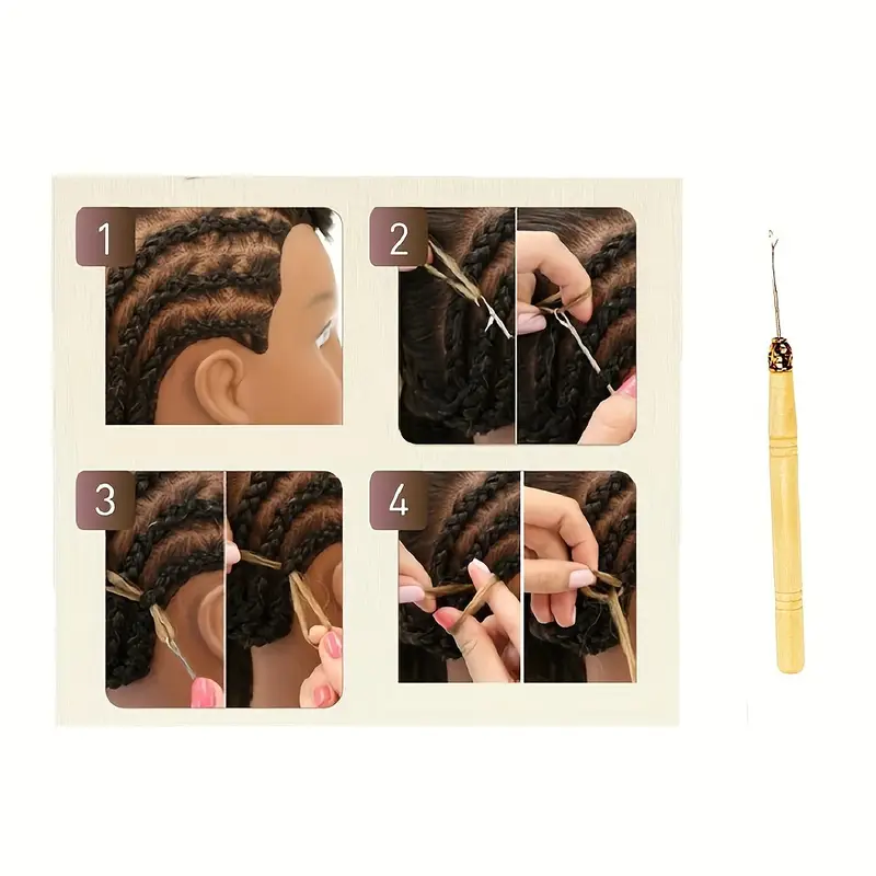 Aguja /Ganchillo Crochet de madera para extensiones - Imagen 5