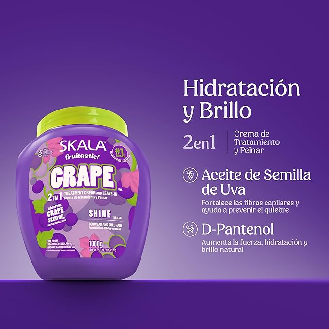 Crema /Tratamiento Capilar Skala Grape (Uva) Brillo Extremo 1.000G - Imagen 2