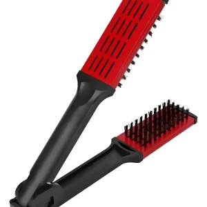 Heat Straight Cepillo Alisador doble de Cerámica (Rojo -Negro)