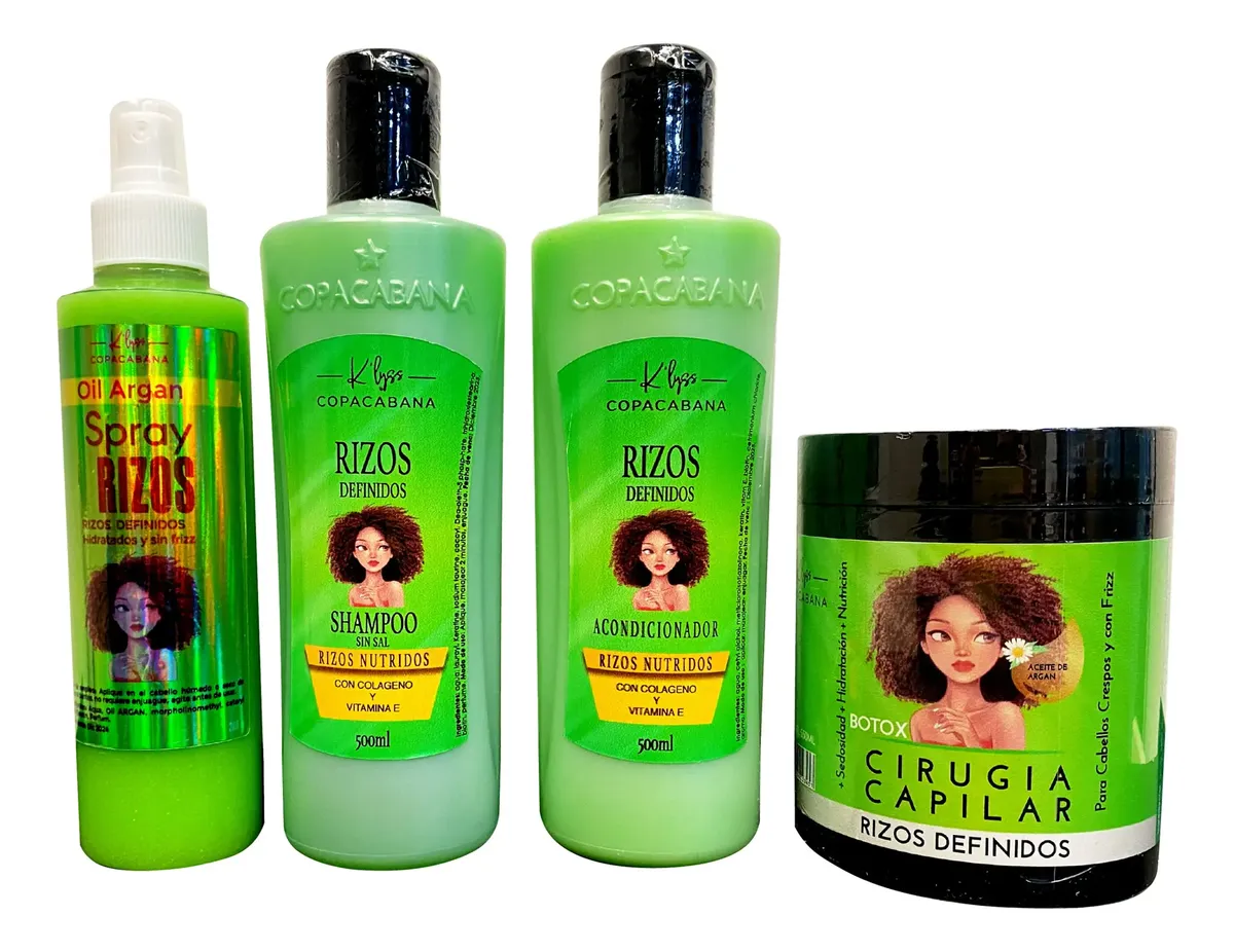 Kit Rizos Definidos Shampoo + Acondicionador +Crema Capilar + Spray Copacabana